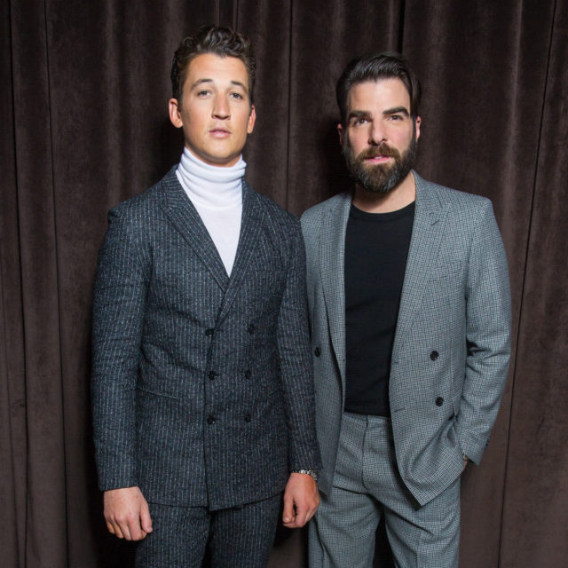 Miles Teller in HUGO BOSS & Zachary Quinto in HUGO BOSS at the BOSS Menswear Fall/Winter 2017 collection presentation